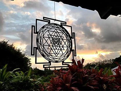 ZenVizion 13.5" Sri Yantra Wall Decor Mandala, Sacred Geometry Wall Art Yoga Decor, Grystal Grid, Wooden Art Symbol, Meditation Decor, Spiritual Decor