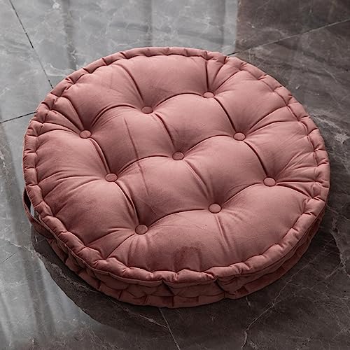 MOJUN Round Floor Pillows, Large Solid Color Dutch Velvet Floor Seating Cushion with Handle for Adults, Thicken Round Meditation Pillow Floor Cushion for Yoga Living Room Chair Tatami, Pink - color: Pink