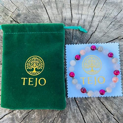 TEJO Natural Stone Bracelet for Women - size: 6.5 inches, style: Pink Natural Stone Beaded Bracelet – for Women
