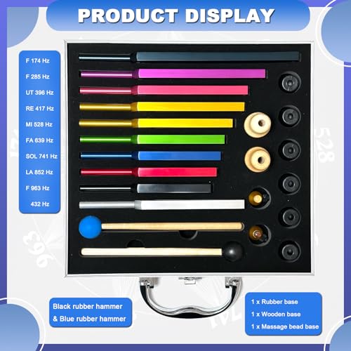 Solfeggio Tuning Fork Set - 10 Tuning Forks Perfect for DNA Healing, Chakra, Sound Therapy, Multicolour, with Exquisite Aluminum Gift Box (174 Hz, 285 Hz, 396 Hz, 417 Hz, 432Hz, 528 Hz etc) - color: Solfeggio Multicolour A