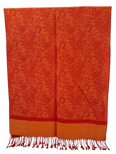 Pashmina Shawl Wrap for Women Soft Lightweight Multi-Purpose Scarf for Weddings, Parties & Casual Wear - color: Jacquard Orange - Pl1839
