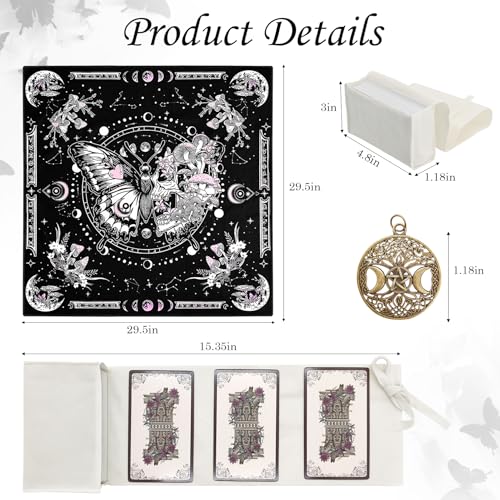Knana Tarot Card Cloth Velvet Tarot Cloth and Bag Altar Cloth Butterfly Pattern Tarot Mat
