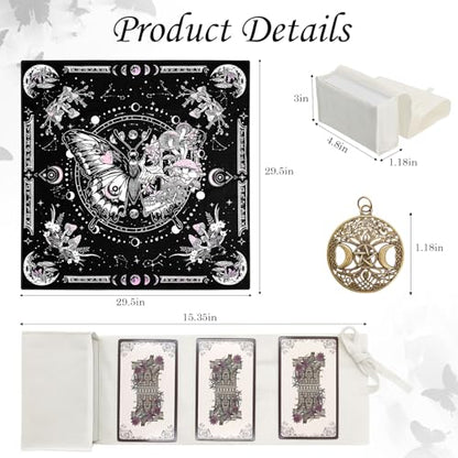 Knana Tarot Card Cloth Velvet Tarot Cloth and Bag Altar Cloth Butterfly Pattern Tarot Mat