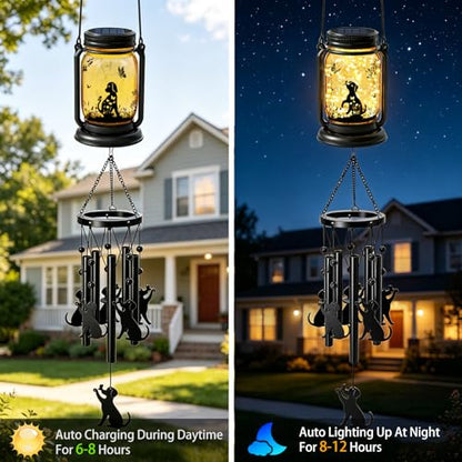 2 Pack Solar Dog Wind Chimes for Outside, Birthday Mother' s Day Gifts for Mom Women Grandma,Solar Dog Wind Chime Light Hanging Wind Chimes Outdoor,IP65 Waterproof, Yard Garden Terrace - size: 2 pack- Dog jar wind chime