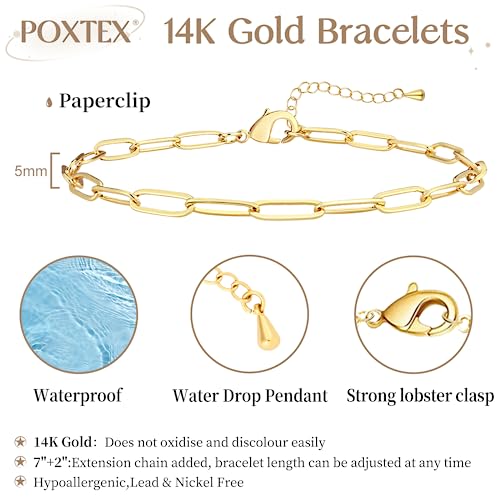 3mm Diamond Classic Tennis Bracelet for Women Dainty, Gold Jesus Cross Bracelets Trendy, 14K Gold Plated Heart/Evil Eye/Pearl/Starfish & Seashell Charm Bracelets for Women Bulk - style: Paperclip-Gold