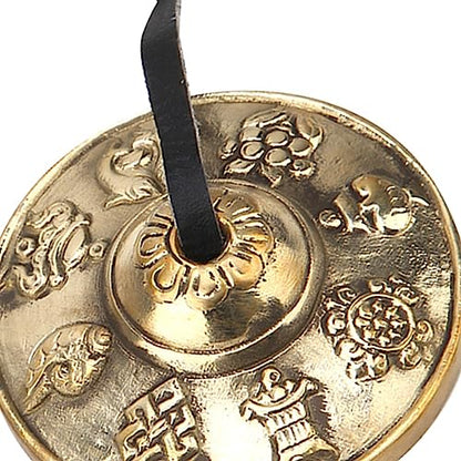 Meditation Bell, 6.5cm Tibetan Tingsha Cymbals Meditation Chime Bells Yoga Finger Chime Buddhist Percussion Instruments (Auspicious patterns) - size: Auspicious patterns