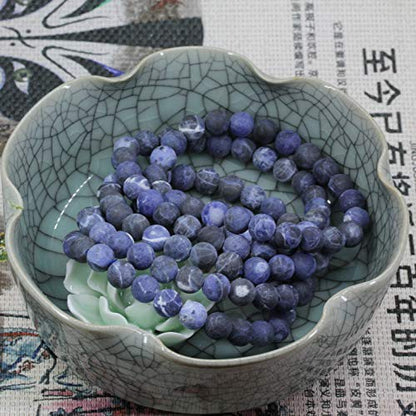 Amandastone Natural Gemstone 8mm Round Beads Stretch Bracelet 7 Inch - color: Matt Sodalite