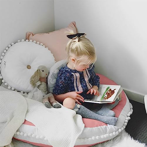 Large Floor Pillow Kids Round Floor Cushion Seating, 35 inches Big Circle Pillow, Round Pillows Seating for Children, Oversized Mat for Reading Nook Teepee Playroom Nursery Canopy Pink - color: Pink