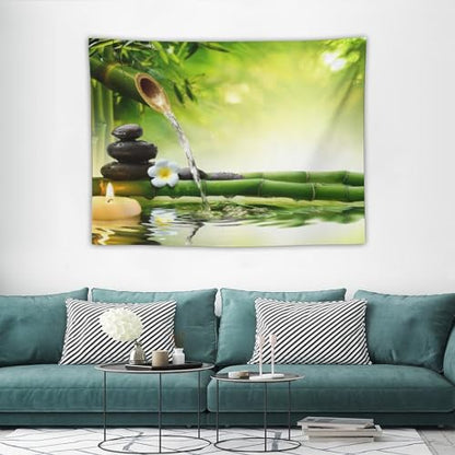 ZhiRain Meditation Tapestry Wall Hanging Zen Garden Pond Flower Pebble Stone Bamboo Stalks Candle Spa Yoga Tapestries Home Decor for Living Room Bedroom Farmhouse Kitchen Dorm 30"x40"