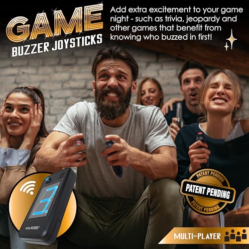 Digital Energy Wireless Handheld Game Buzzer System - Console Displays First Buzz-in - Great for Jeopardy, Family Feud, Trivia and Buzz Games - 8 Joystick Buzzers - size: 8 Player