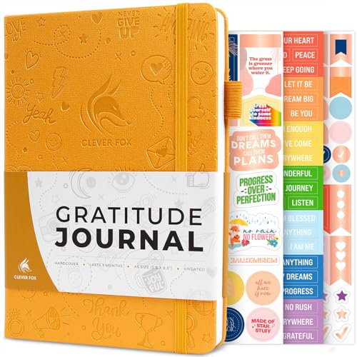 Clever Fox Gratitude Journal – Happiness, Positivity & Affirmation Daily Journal – Inspirational Daily Notebook – 3 Months, A5 (Amber Yellow) - color: Amber Yellow, size: A5 (5.8″ x 8.3″)