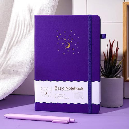 CAGIE Lined Journal Notebook for Work, Hardcover Notebook Journal with Pen Loop, A5 Notebook Journal Cover, Medium 5.7" x 8.3", (Purple Ruled), Gifts - color: 01 Purple