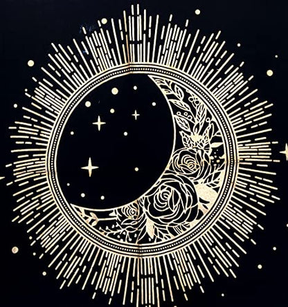 INDACORIFY Moon Altar Table Top Cloth with Fringes Alter Tarot Witchcraft Spread Meditational Spiritual Sacred Cloth 18x18 in (Gold Flower Moon Star) - color: Gold Flower Moon Star