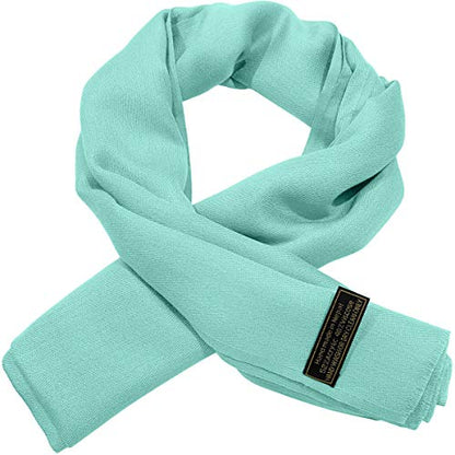 CJ Apparel Solid Color Fringe Design Fringe Shawl Scarf Wrap Stole Throw Head Wrap Pashmina Gift Hand Made in Nepal New - color: Blue Green Fc1010