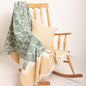 Throw Blanket, Palm Leaf and Diamond Patterns, 70x50 inches - color: Green/Orange