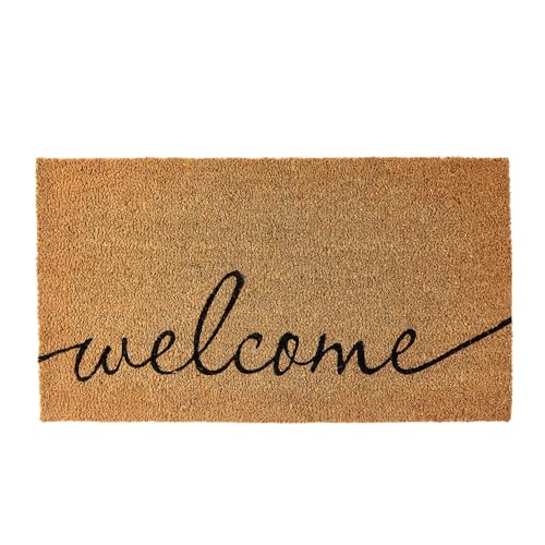Coco Coir Door Mat with Heavy Duty Backing, Welcome Doormat (17" x 30"), Doormat Entrance (Welcome1-1Pack) - color: Welcome1 - 1pack