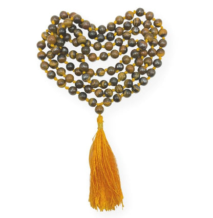 GEMSCITE Japa Mala 108 Prayer Beads Perfect for Meditation Spiritual Mala Necklace & Wrist Mala Bracelet - color: Red Tigers Eye, size: Hand Knotted
