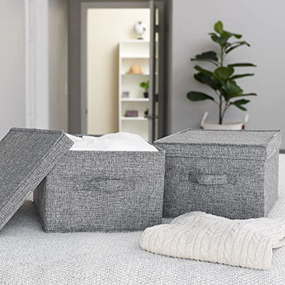 Household Essentials Large Fabric Storage Bins with Lids, Graphite, Set of 2 - color: Graphite