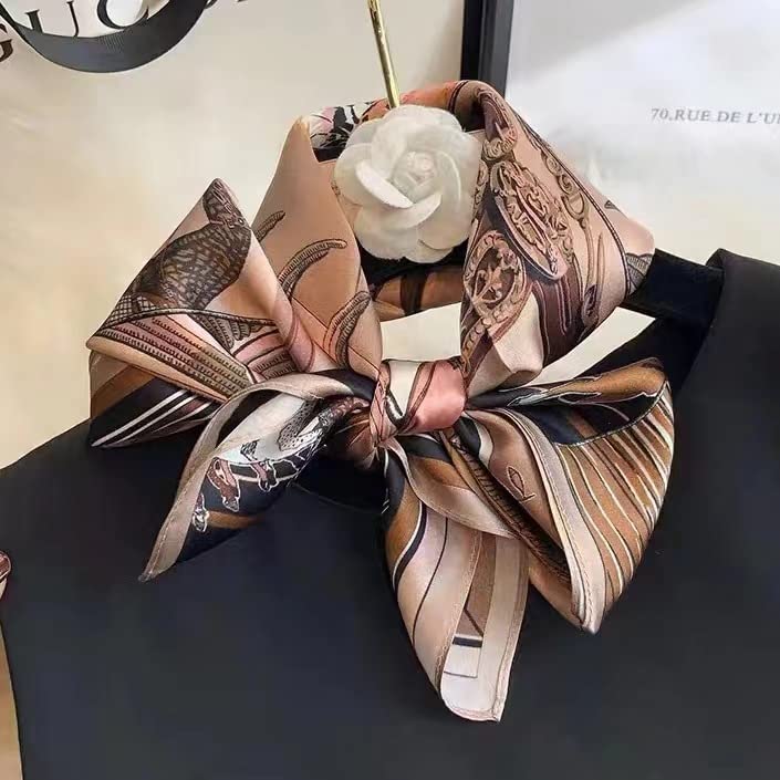 ANDANTINO 100% Mulberry Silk Square Scarf for Hair-25.6" X25.6'' Women Men Natural Silk Neckerchief Digital Printed Headscarf - color: Baby Pink