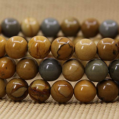 Angelstones Handmade Natural Healing Gemstone 8mm Round Beads Stretch Crystal Bracelet 7 Inch Unisex - color: Owyhee Picture Jasper