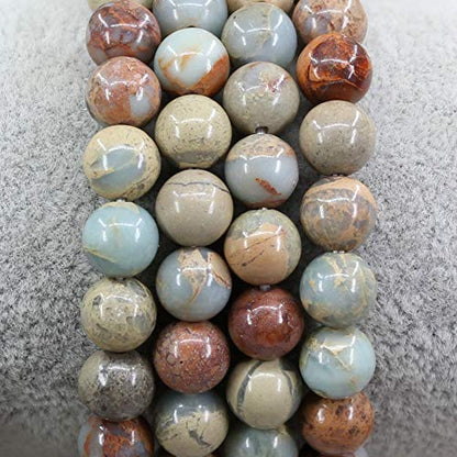 Keleny Gem Semi Precious Gemstones 8mm Round Beads Crystal Stretch Bracelets 7 Inch Unisex - color: Serpentine