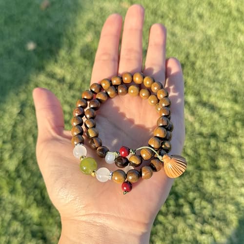 Natural Aromatic Green Sandalwood Double Loop Bracelet AAA Verawood Diffuse Meditation Beads With 1pc Of Lotus Seedpod Tassel