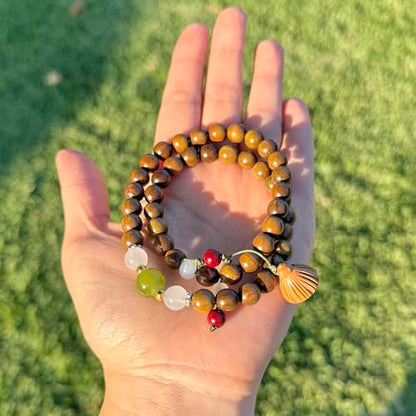 Natural Aromatic Green Sandalwood Double Loop Bracelet AAA Verawood Diffuse Meditation Beads With 1pc Of Lotus Seedpod Tassel