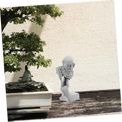 HANABASS Decorative Stone Buddha Statue for Garden and Home Lightweight Zen Figurine for Indoor and Outdoor Use Charming Buddhist Aesthetic for Bonsai Arrangements