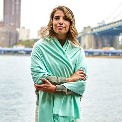 Shawl Wrap for Women Large Pashmina Scarf Evening Dress Bridesmaid Wedding Bridal - color: Mint Green