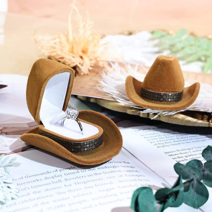 Hat-Shaped Jewelry Box Denim-Style - Mini Storage for Rings, Earrings & Necklaces, 2.7" x 2.2" x 1.5"