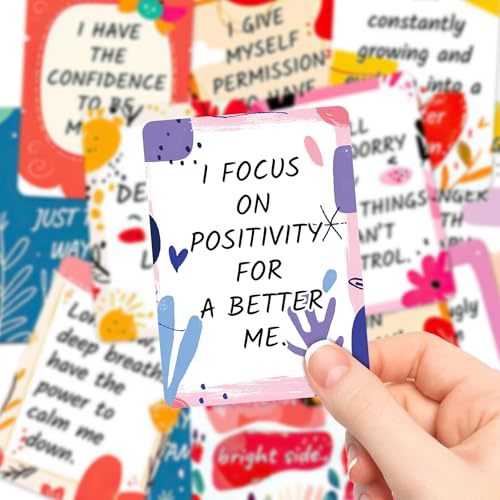50 Pcs Positive Affirmations Cards, 2.52 * 3.5 Inch Inspirational Motivational Cards for Women, Employees Coworkers, and Kids, Blank Back