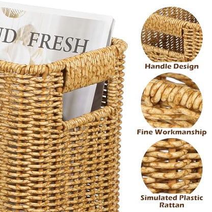 Healeved Woven Storage Basket with Handle 14.96X10.03X5.90In Desktop Organizer for Toys Clothes Sundries Household Storage