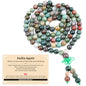 AD Beads 6mm 8mm 108 Prayer Mala Jasper Elastic Bracelet - Handmade Yoga Meditation Healing Power Energy Gifts for Unisex Adult. - color: India Agate(Peaceful)