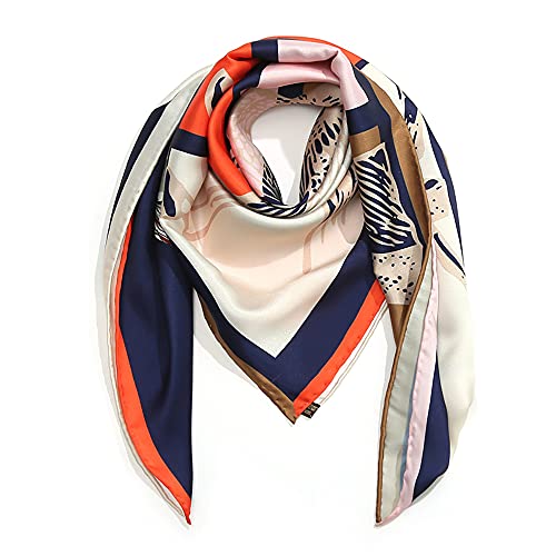 100% Pure Mulberry Silk Scarf 35" Large Square Lightweight Headscarf –Women’s Hair Wraps-With Gift Packed - color: Horse