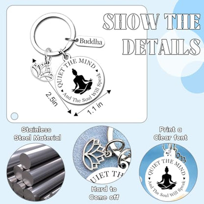 Yoga Gifts for Women Meditation Gifts for Women Yoga Instructor Gift Pilates Gift for Her Spiritual Zen Meditation Yogis Accessories for People with Anxiety keychain Lotus Jewelry Buddhist Present