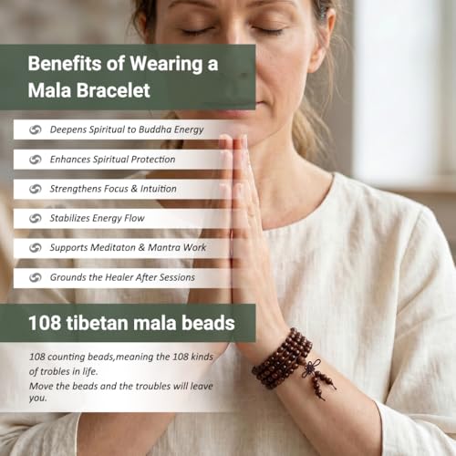 Nupuyai Natural Wood Wrap Bracelet for Women and Men, 108 Prayer Mala Beads Tibetan Necklace for Unisex Elastic Meditation Yoga Jewelry - color: 01-Black Rosewood(6mm)