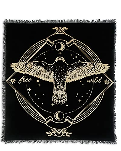 Indian Consigners Altar Cloth Golden Lucky Free Wild Owl Witchcraft Alter Tarot Spread Top Cloth Wicca Square Spiritual 18 by 18 Sacred(Golden Owl) - color: Golden Owl