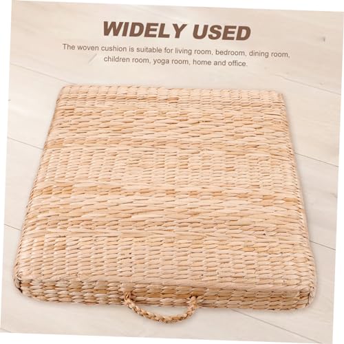 ABOOFAN Straw Woven Square Mat Floor Cushion for Yoga Meditation Bedroom Decor