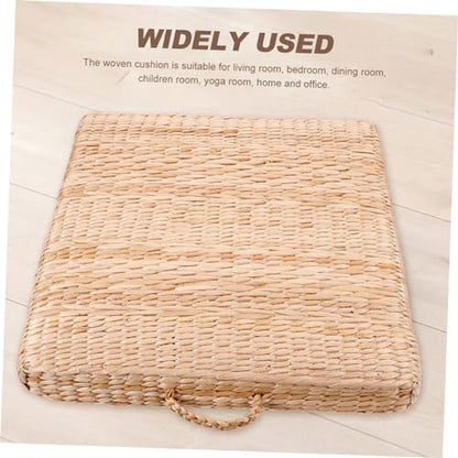 ABOOFAN Straw Woven Square Mat Floor Cushion for Yoga Meditation Bedroom Decor