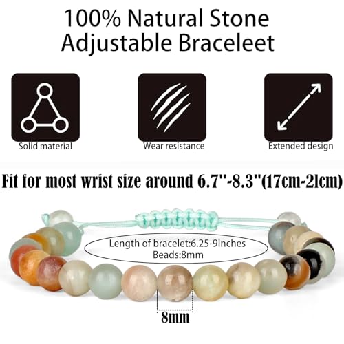 QOGIR Handmade Healing Bracelet,6mm Natural Gem Stone Bracelet rope bracelet - color: Amazonite(Communication and Expression), size: 8mm