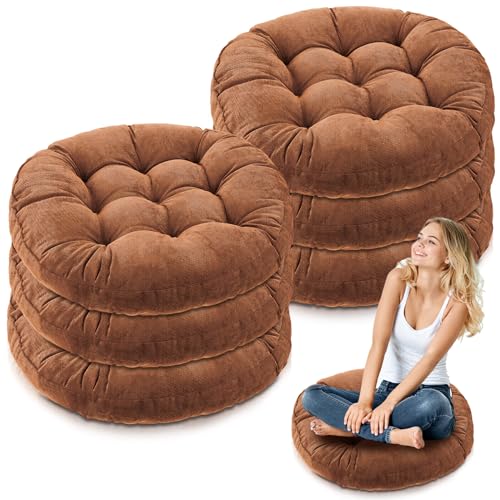 Jerify Floor Pillow Cushions Large Round Square Large Meditation Floor Pillow for Classroom Adult Meditation Picnic Party Seating Learning Daycare School(Round,Brown,6 Pcs) - color: Brown, size: Round