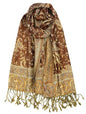 Achillea Reversible Paisley Pashmina Rave Scarf – Exotic Indian Shawls and Wraps for Evening Dresses, Festivals, All Seasons - color: Brown