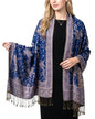 Achillea Reversible Paisley Pashmina Rave Scarf – Exotic Indian Shawls and Wraps for Evening Dresses, Festivals, All Seasons - color: Royal Blue