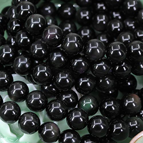 Keleny Fashion Crystal Man Women Stretch Bracelet 10mm Round Beads Rock Jasper 7 Inch Unisex - color: AAA Grade Rainbow Obsidian