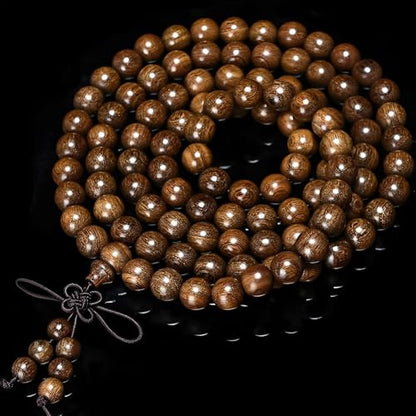 Zen Dear Unisex Natural Silkwood Tibetan Buddhism Meditation Prayer Bead Necklace Japa Mala Beads Bracelets - style: 6mm 108 Beads