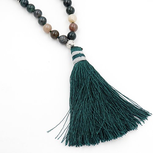 mala Beads Necklace for Women Man, mala Bracelet, Prayer Beads Necklace - color: Indian agate