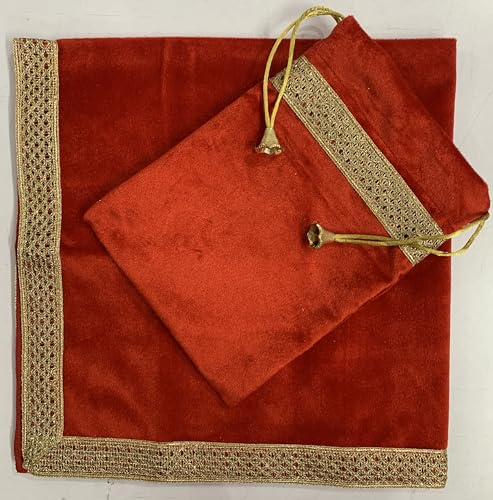 SMMS Spiritual Velvet Table Cloth Altar Tarot Spread (Red, Medium- 61cm*61cm/ 24inch*24inch) - color: Red, size: Medium- 61cm*61cm/ 24inch*24inch