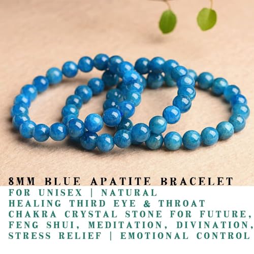 Single-pack of pure gemstone bracelets… - color: 8MM-Blue-Apatite