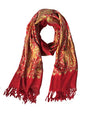 Urban CoCo Women's Embroidered Oversize Tassel Shawl Scarf Wraps for Women - color: #3-red