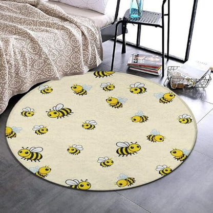 Modern Round Area Rug, Non-Slip Machine Washable Kitchen Office Circle Rug, Room Sofa Yoga Soft Round Carpet Compatible with Cute Bee Pattern 36inch(90cm) - color: Color563, size: 36inch(90cm)